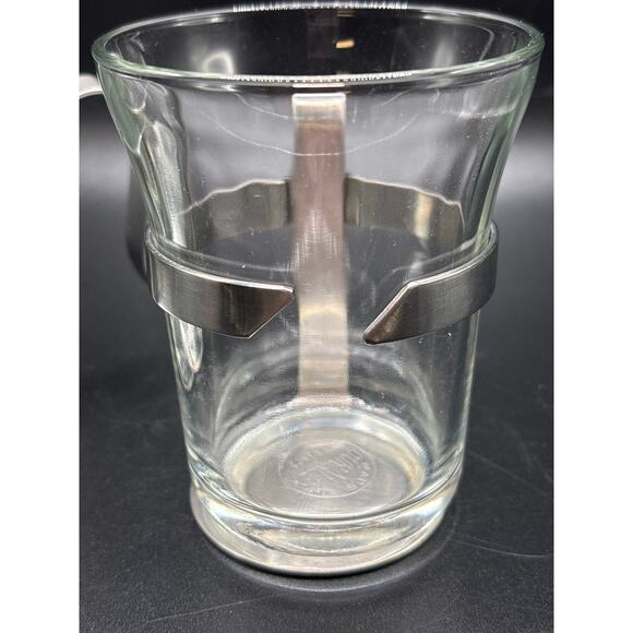 Vintage Duralex French Glass Coffee Mugs in Metal Holders Set of 2 - Picture 6 of 6